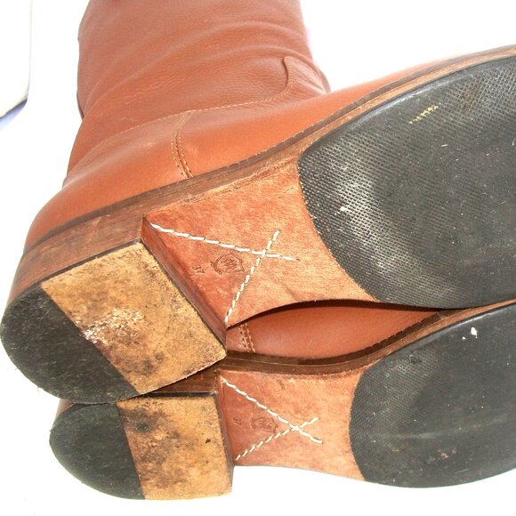 Massimo Dutti Caramel Leather Mid-Calf Side Zip Boots 7M - Picture 10 of 11